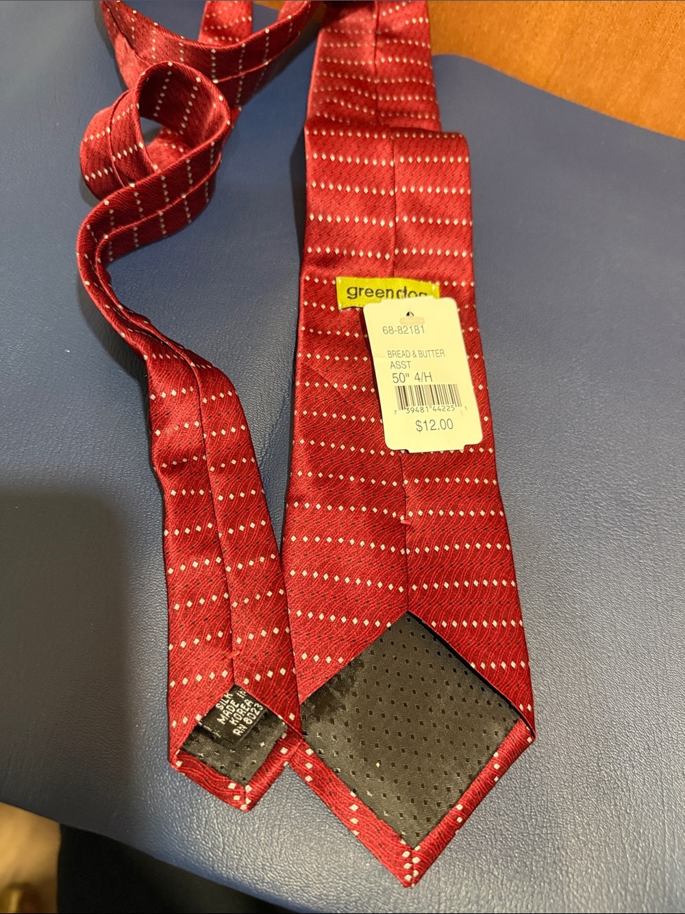 Red Silk Dot-Stripe Men's Tie